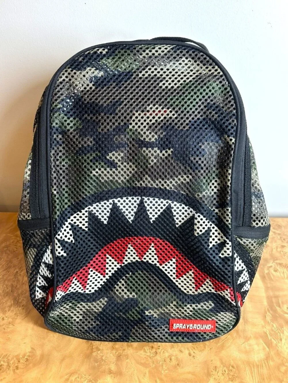 Sprayground Camo Mesh Shark Backpack B1506 Limited Edition Laptop Bag